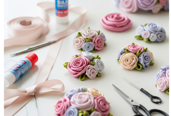 flores de cetim artesanais